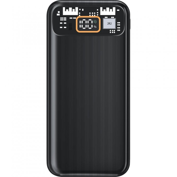 Siyah 22.5W PD Hızlı Şarjlı 10000 mAh LCD Ekranlı Promosyon Powerbank